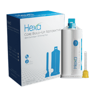 Hexa Temp Core Build-Up Restorative 50ml, 1 Cartridge+10 Mixing Tips, WHITE/Opaque - HCB-0001