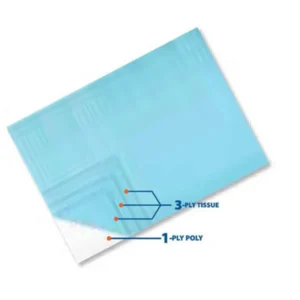 DEFEND Plus Patient Bibs - Blue 3 PLY Tissue + 1 PLY Poly , 500 Count