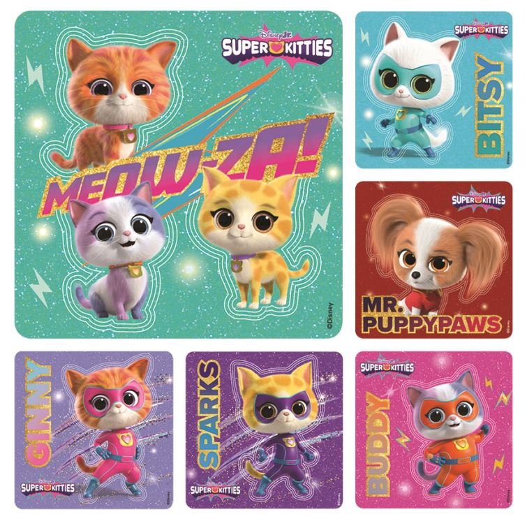SuperKitties - 6 Assorted Stickers 100 Roll