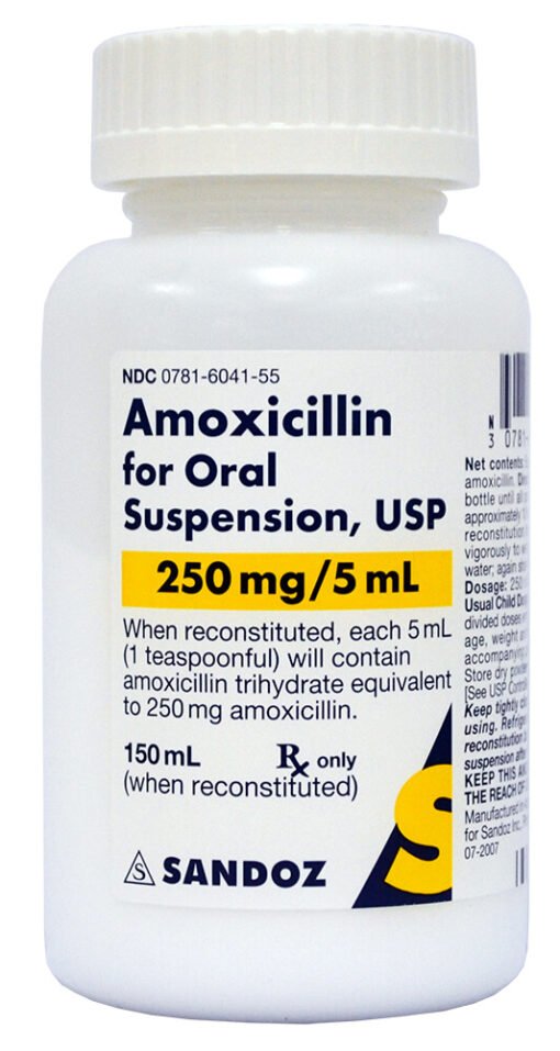 Sandoz Amoxicillin for Oral Suspension USP 250mg/5mL, 80ml