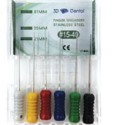 3D Dental Finger Spreaders Stainless Steel 25mm #40 6/Pk
