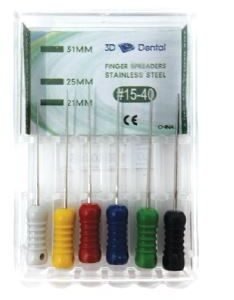 3D Dental Finger Spreaders Stainless Steel 25mm #40 6/Pk