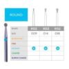 3D Dental Round+Neck Diamond Medium Bur, 802-009M 10/Pk
