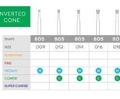 3D Dental Inverted Cone Diamond Bur Coarse, 805-012C 10/Pk