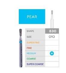 3D Dental Pear Diamond, Medium Bur, 830-010M 10/Pk