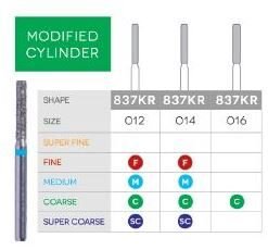 3D Dental Modified Cylinder Diamond, Bur Coarse 837KR-012C 10/Pk