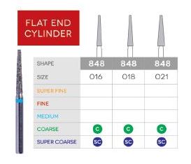 3D Dental Flat End Taper Diamond, Bur Coarse, 848-016C 10/Pk