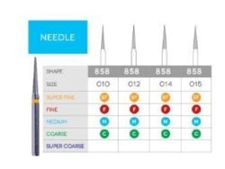 3D Dental Needle Diamond, Bur, Coarse, 858-010C 10/Pk