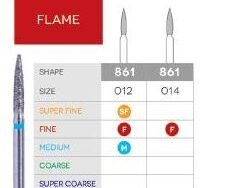 3D Dental Flame Diamond, Bur, Fine, 861-012F 10/Pk