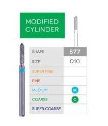 3D Dental Modified Cylinder,(Bevel) Diamond, Bur, Coarse, 877-010C 10/Pk