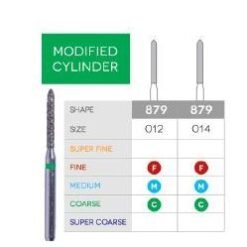 3D Dental Modified Cylinder (Bevel), Diamond, Bur, Coarse, 879-012C 10/Pk