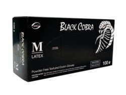 Adenna Black Cobra Latex Powder Free (PF) Exam Gloves (Small) 1 box