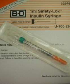 BD SAFETY-LOK™ SAFETY SYRINGES WITH NEEDLE - Syringe, 1mL Insulin, Permanently Attached 29G x ½" U-100 Ultra Fine™ Needle, 100/bx