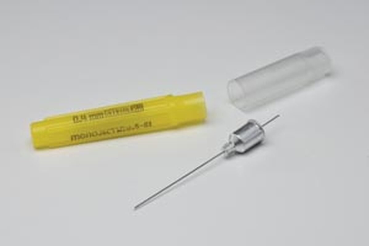COVIDIEN/MEDICAL SUPPLIES MONOJECT™ 401 METAL HUB DENTAL NEEDLE 27G Long, 1 3/8" (36.5mm), Yellow, Sterile, 100/bx