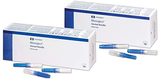 COVIDIEN/MEDICAL SUPPLIES MONOJECT™ 401 METAL HUB DENTAL NEEDLE 30G Short, 1" (0.305mmx2.5cm), Blue, Sterile, 100/bx