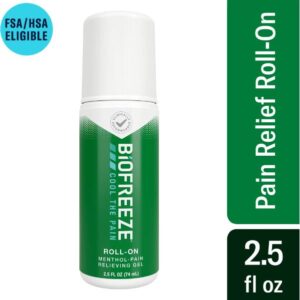 Pack of 3 Biofreeze® Pain Relieving Roll-On, 2.5 oz, Green, Cool the Pain 4% Menthol