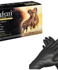 Safari® Powder Free Black Latex Exam Gloves Size XS