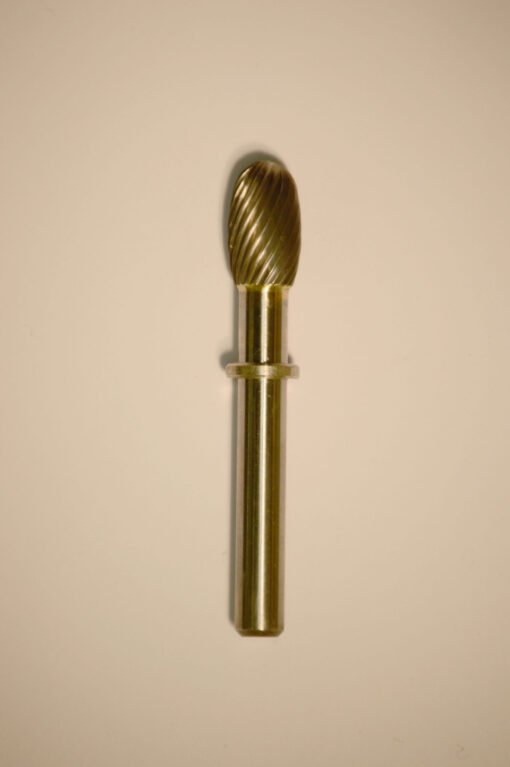 Abbott-Robinson™ Dust Shield Burs 1/4″ Shank, 3/8″ Head Lathe Burs 3/8" Egg (D3/8) Dual Cut Regular HP Carbide Bur