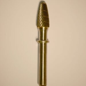 Abbott-Robinson™ Dust Shield Burs 1/4″ Shank, 3/8″ Head Lathe Burs 3/8" Taper (A3/8) Dual Cut Regular HP Carbide Bur