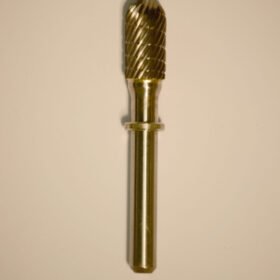 Abbott-Robinson™ Dust Shield Burs 1/4″ Shank, 3/8″ Head Lathe Burs 3/8" Barrel (F3/8) Dual Cut Regular HP Carbide Bur