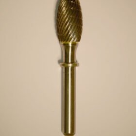 Abbott-Robinson™ Dust Shield Burs 1/4″ Shank 1/2" Head Lathe Burs 1/2" Egg (D1/2) Dual Cut Regular HP Carbide Bur
