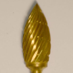 Buffalo Dental Gold Cap Lab Burs, 3/32″ Shank Flame (81A/61A) TNT-Coated Dual Cut Regular HP Carbide Bur