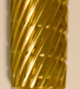 Buffalo Dental Gold Cap Lab Burs 3/8" Cylinder (E3/8) TNT-Coated Dual Cut Regular Carbide Bur w/ 1/4" Shank