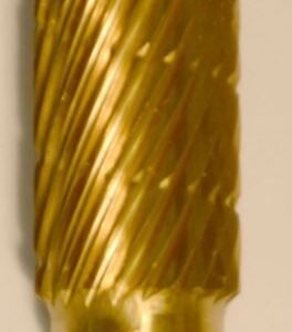 Buffalo Dental Gold Cap Lab Burs 3/8" Barrel (F3/8) TNT-Coated Dual Cut Regular Carbide Bur w/ 1/4" Shank