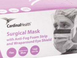 CardinalHealth ASTM Level 3 Surgical Mask with Anti - Fog Foam strip tie Back 50 Mask / Box - Mediterranean Blue