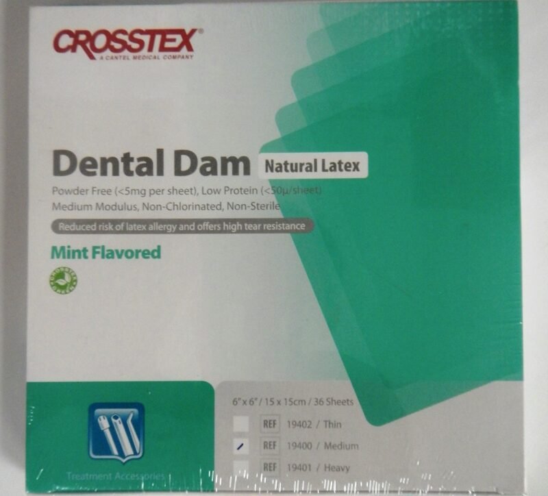 Crosstex latex dental dam 6" x 6" mint flavored (green) 36/bx