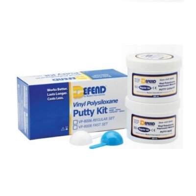 Defend Super Hydrophilic Vinyl Polysiloxane Putty Material  Contains 2x jars 300 ml each of base & catalyst (600ml total) Fast Set