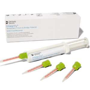 Dentsply Sirona Integrity Temporary Crown and Bridge Material With Fluorescence- 1 Mini-Syringe 15g - 10 Mini Mixing Tips - Shade A2 I Refill of 1