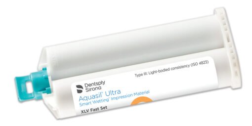 Dentsply Sirona Aquasil™ Ultra Smart Wetting Impression Material 50ml cartridges without B4 - XLV (x-low viscosity) regular set (orange) , 4-pack