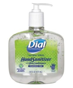 Dial® Professional Antibacterial Gel Hand Sanitizer w/Moisturizers, 16oz Pump, Fragrance-Free