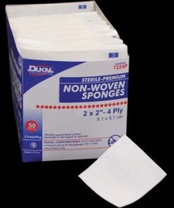 DUKAL Gauze Sponge, 2" x 2" Non-Woven, Premium, Sterile, 4-Ply, 2/pk, 50 pk/bx