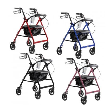 Dynarex DynaGo Quad 6 - Aluminum Rollator-Black, Black, 1pc/cs