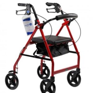 Dynarex DynaGo Quad 8 - Aluminum Rollator with 7.5inch Wheels, Red, 1pc/cs