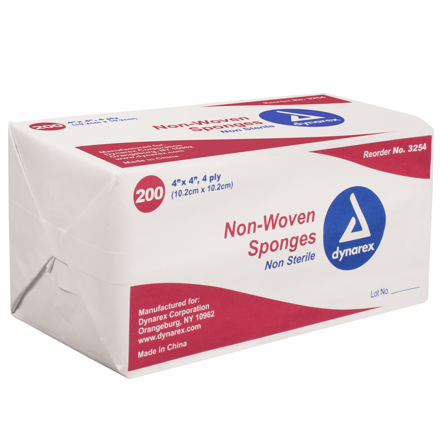 Dynarex Non-Woven Sponge Gauze 4-PLY 4" x 4" 2000/case