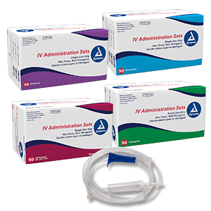 Dynarex- pack of 50- IV Administration set - 15 drop - 106", 2ndls port