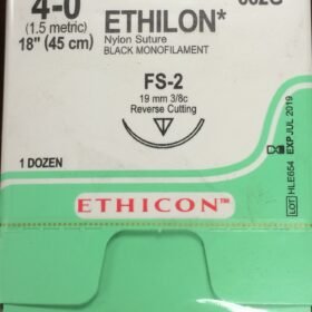 ETHICON ETHILON™ NYLON SUTURES - Suture, Reverse Cutting, Size 4-0, 18", Black Monofilament, Needle FS-2, 3/8 Circle