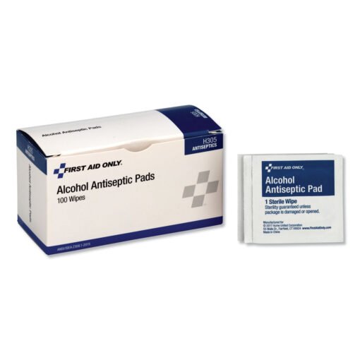 First Aid Only® Alcohol Wipes, 100/bx