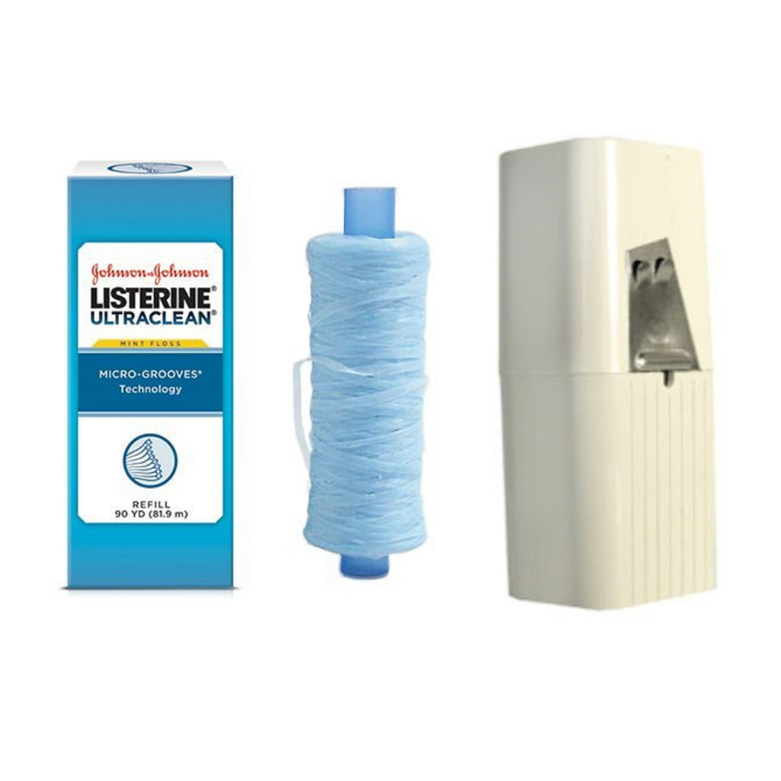 LISTERINE® Ultraclean Mint Shred-Resistant Dental Floss Refill + Dispenser ( Combo Pack )