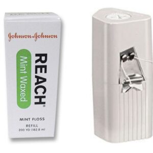 J&J REACH DENTAL FLOSS - PROFESSIONAL SIZE - Dental Floss, Mint Waxed, 200 yds + 1 Dispenser