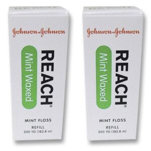 2 x J&J REACH DENTAL FLOSS - PROFESSIONAL SIZE - Dental Floss, Waxed, Mint, 200 yds