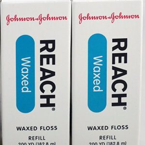 2 x J&J REACH DENTAL FLOSS - PROFESSIONAL SIZE - Dental Floss, Waxed, Unflavored, 200 yds