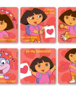 Dora Valentine Stickers 4x4 - 100 per roll