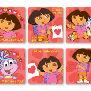 Dora Valentine Stickers 4x4 - 100 per roll