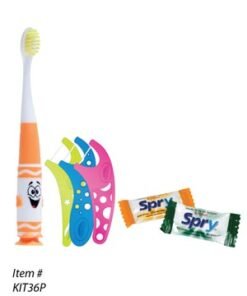 Kids Crayola Pip-Squeaks Patient Pack Includes: 1 GUM® Crayola® Pip-Squeaks™ Kids Toothbrushes, 1 Crayola™ Flosser 3-Packs, 2 of Xylitol Gum, 1 Clear Patient Bags /bx