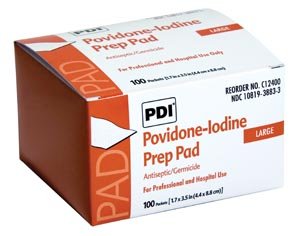 PDI Povidone-Iodine Prep Pad Large 100 Pads / Box