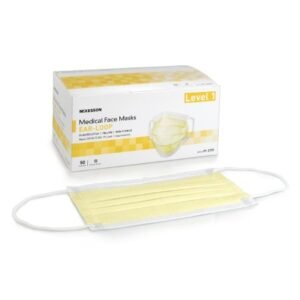 Procedure Mask McKesson Pleated Earloops One Size Fits Most NonSterile ASTM Level 1 Adult Yellow 50 / Box
